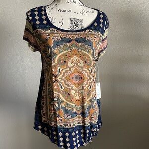 Lucky Brand Boho Print Tunic Top | NWT | Small / Petite | Festival Style